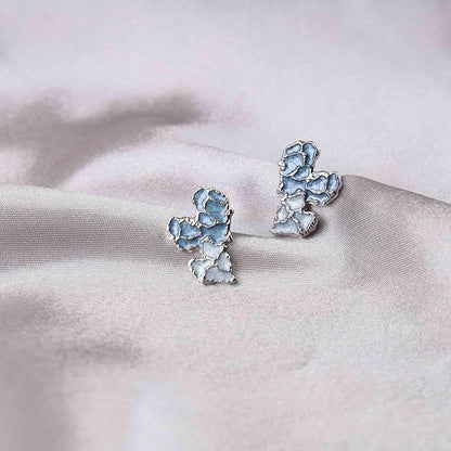 Vintage Blue Heart Stud Earrings Acrylic