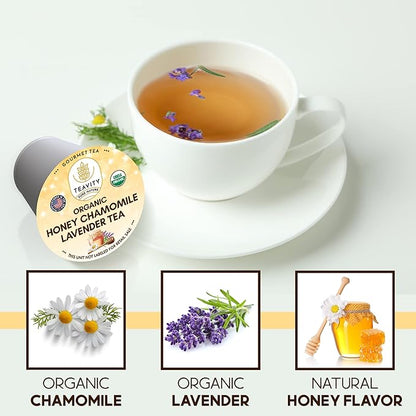 Organic Chamomile and Lavender Tea Pods for Keurig - Decaf Herbal Tea for Keurig K Cups - Honey Chamomile Lavender by Teavity (12 Tea Pods)