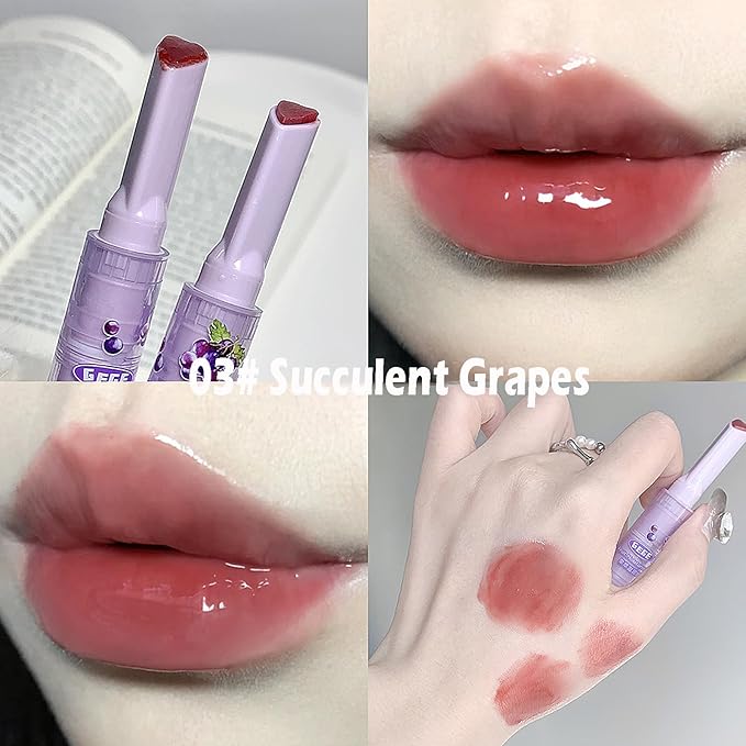 3 Colors Heart Jelly Lipstick, Hydrating Lip Gloss Tint Jelly Love Lipstick, Long Lasting Moisturizing Tinted Lip Balm Plumping Lip Stain, Non-sticky, Vivid Color Glossy Lip Gloss Stick Lip Makeup