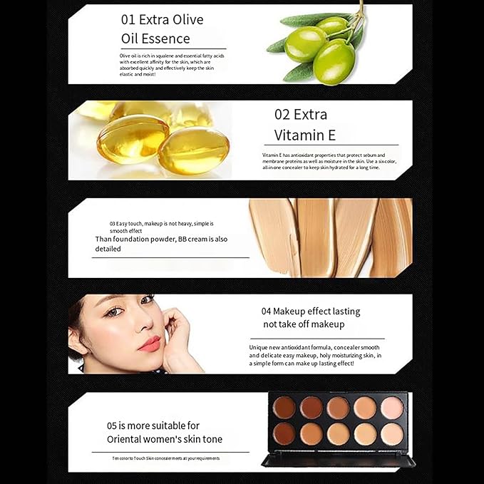 10 Shade Creamy Concealer Kit with Makeup Brush