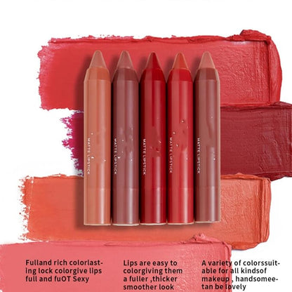 MAEPEOR Matte Lip Crayon Set 6PCS Smooth Velvety Lip Liner Pencils Set Waterproof Long Wear Lipstick Crayon Pen Kit (Set 01)
