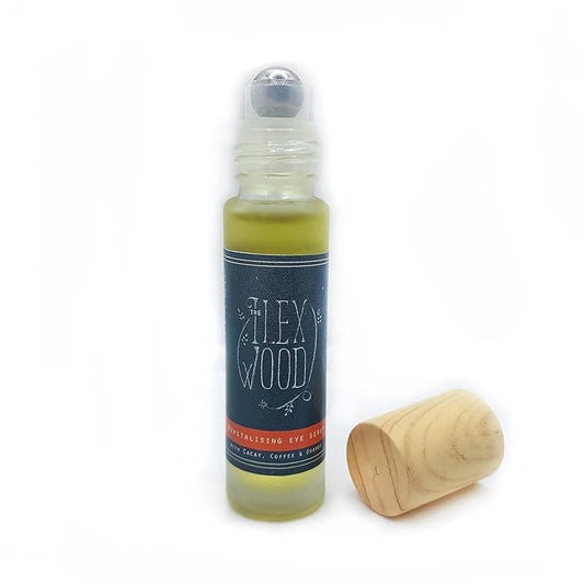 The Ilex Wood - Revitalising Eye Serum. An all-natural vegan anti-ageing serum with Cacay Oil, Green Coffee Arabica Oil, Frankincense, Eucalyptus, Thyme, Bergamot & Orange - 10ml (0.34 fl oz)