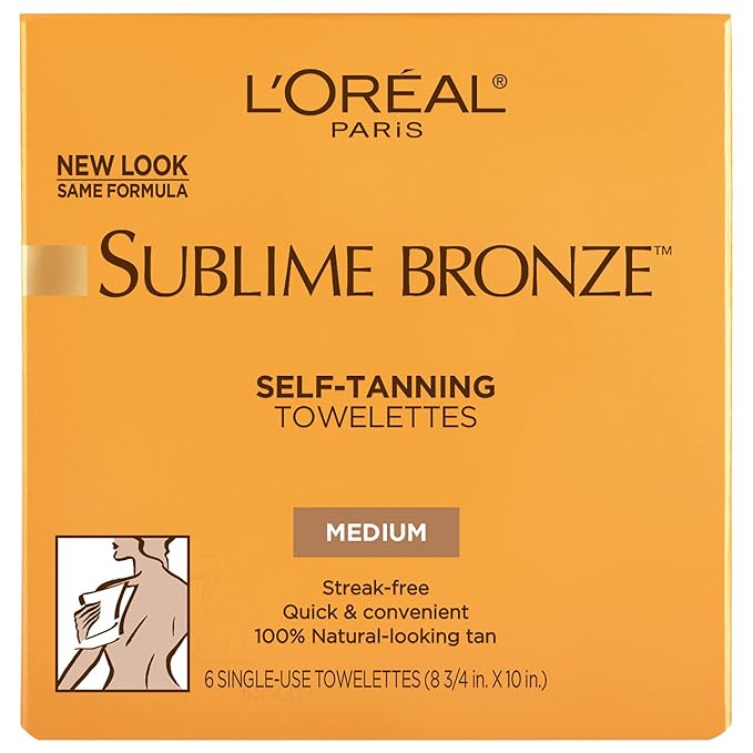 L'Oreal Paris Sublime Bronze Self Tanning Towelettes, Streak-Free, Natural Looking Tan, 6 ct