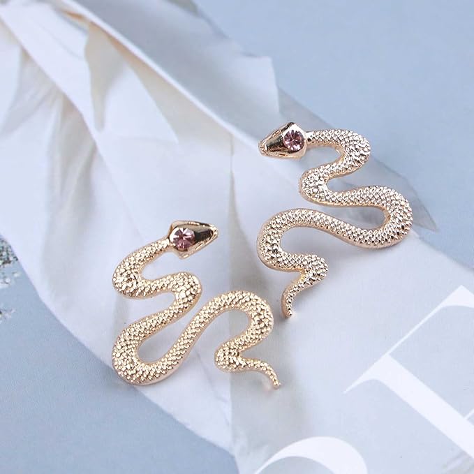 Vintage Snake Stud Earrings Gold Snake