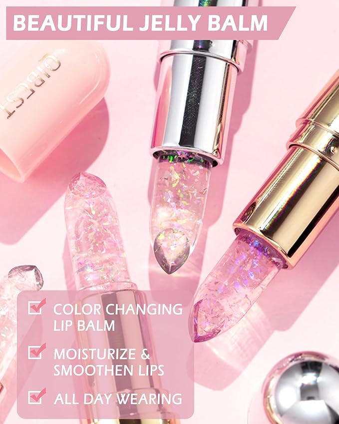 Glitter Balm Long Lasting PH Lipstick, Jelly Color Glitter