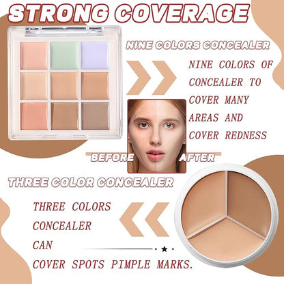 12 Colors Correcting Concealer Palette Kit with Brush,Cream