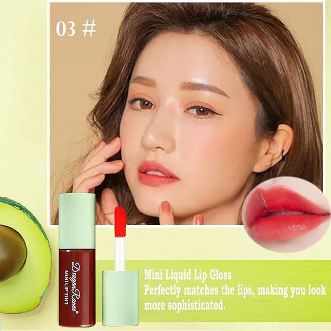 6 Colors Lip Tint Stain Set, Korean Lip Gloss Lip Tint Stain Plumping Mini Liquid Lipstick, Multi-use Lip and Cheek Tint Gloss, Long lasting Non-Stick Cup Waterproof High Pigment Lip Tint Makeup