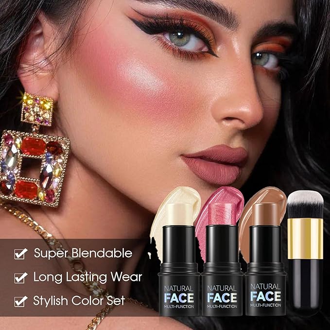 3Pcs Cream Contour Stick Makeup Kit - Cream