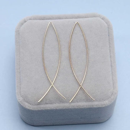 Boho Thin Arch Hoop Earrings Gold Threader Wire