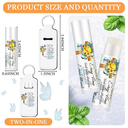 18 Sets Christian Inspiration Gift Lip Balm Bulk and Lipstick Holder Keychains Set Bible Verse Gift for Women Teacher Mom Church Favors(Everyday)