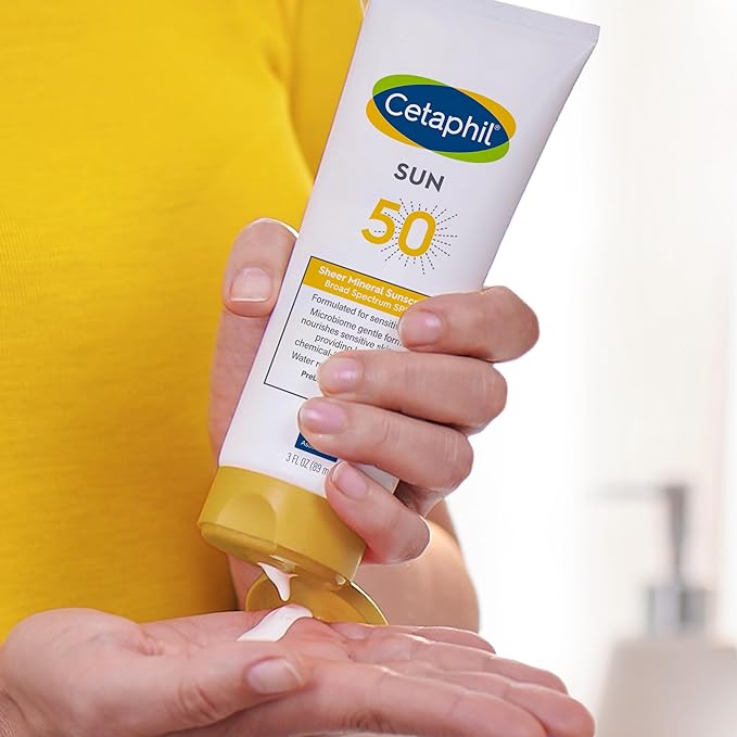 Cetaphil Sheer Mineral Sunscreen Lotion for Face & Body | 3 fl oz | 100% Mineral Sunscreen: Zinc Oxide & Titanium Dioxide | Broad Spectrum SPF 50 | For Sensitive Skin | Dermatologist Recommended Brand