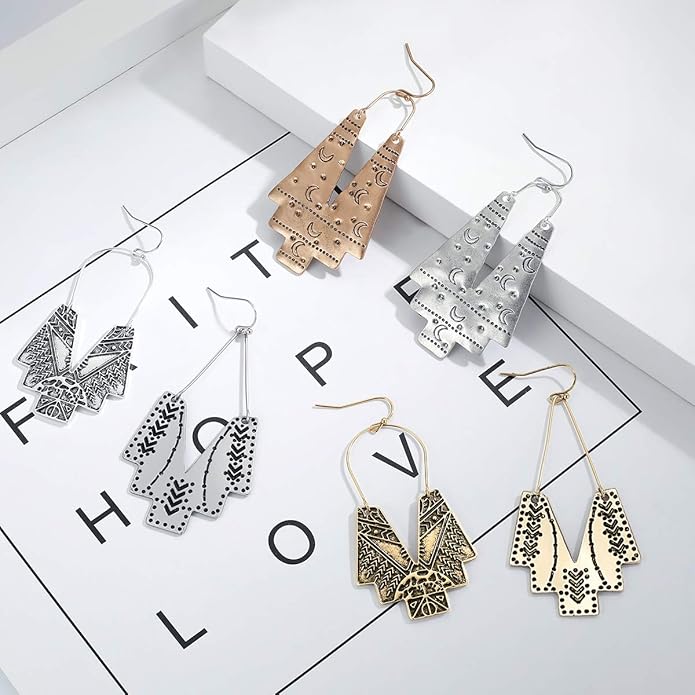 Zealmer Gold Geometric Earrings Statement Vintage