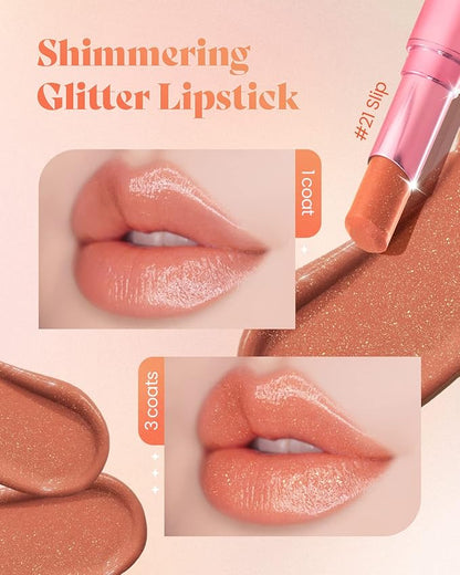 AMTS Tinted Lip Balm - Slip | Hydrating Glitter Lipstick | Pearl Shimmering Daily Lip Makeup for dry, cracked, chapped lips | korean beauty Moisture Lip Tint