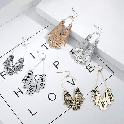 Zealmer Gold Geometric Earrings Statement Vintage