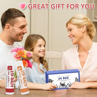 64 Pack Lip Balm, Natural Lip
