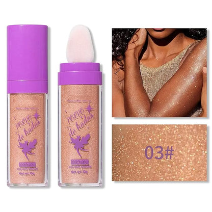 2pcs/set Polvo De Hadas Highlighters, Glitter Brightens Face (Golden Brown)