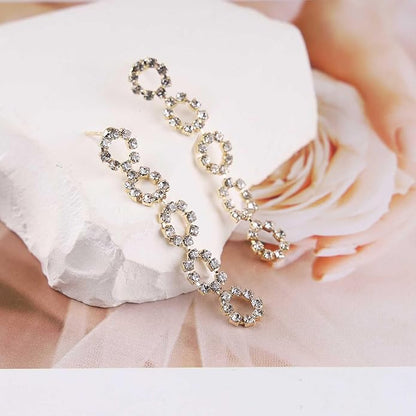 Vintage Crystal Square Drop Earrings Long