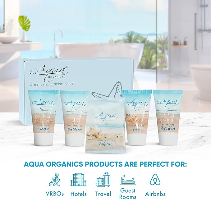 Aqua Organics Amenity Kit|Boxed Hotel Toiletries|Bulk oz