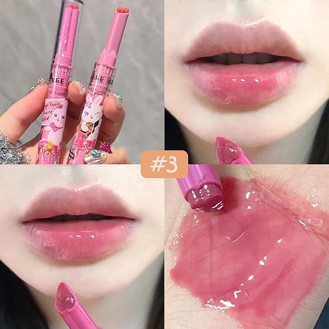 3 Colors Jelly Lipstick, Tinted Lip Gloss Heart Gloss