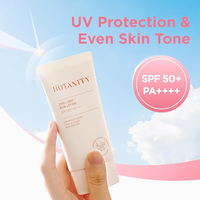 Zinc Sun Lotion - UV Protection, SPF 50+ PA ++++, Even skin tone, Lightweight & Hydrating formula, Non-Greasy, Korean Skincare, All Skin Types, 1.7 fl oz (50ml)