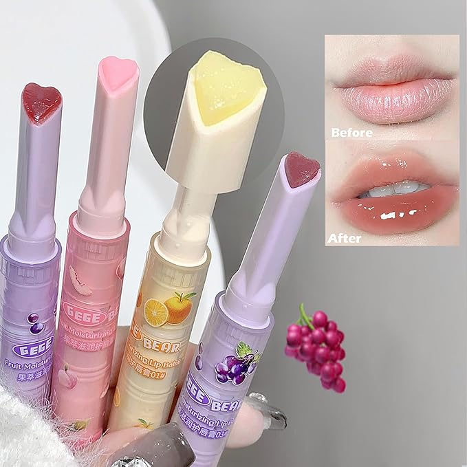 3 Colors Heart Jelly Lipstick, Hydrating Lip Gloss Tint Jelly Love Lipstick, Long Lasting Moisturizing Tinted Lip Balm Plumping Lip Stain, Non-sticky, Vivid Color Glossy Lip Gloss Stick Lip Makeup