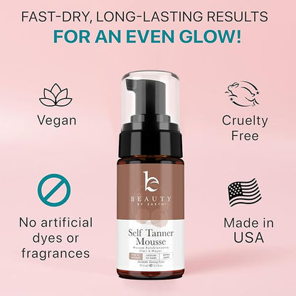 Self Tanner Tanning Mousse Kit - USA Made with Natural & Organic Ingredients, Self Tanner Mousse and Mitt, Self Tan Kit, Fake Tan Tanning Foam, Fair to Medium Sunless Tanner, Self Tanners Best Sellers