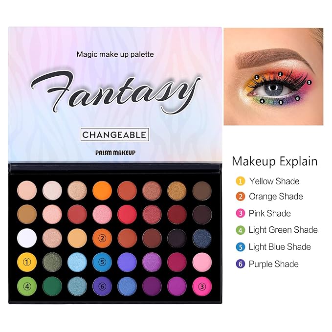 Highly Pigmented Eye Makeup Palette, Matte Shimmer Metallic