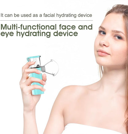Nano Eye Mist Steam Sprayer Portable Compress for Relief Dry Eyes Eye Fatigue Products Eyelid Eye Care SPA Nebulizer Device Mini Face Eye Moisturizing Cleaning Soothing Steamer-Green