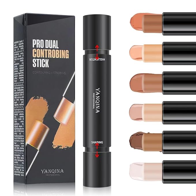 MEICOLY Cream Contour Stick Trio,Bronzer Highlighter Stick,2 in Makeup,6 Colors