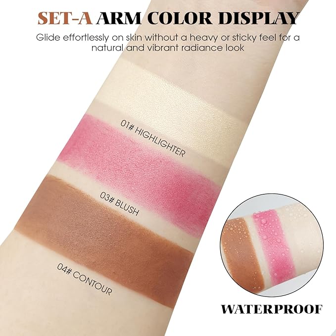 3Pcs Cream Contour Stick Makeup Kit - Cream
