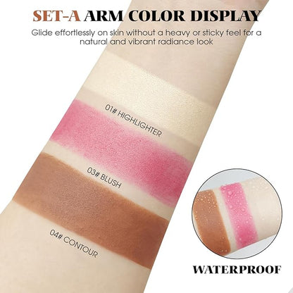 3Pcs Cream Contour Stick Makeup Kit - Cream