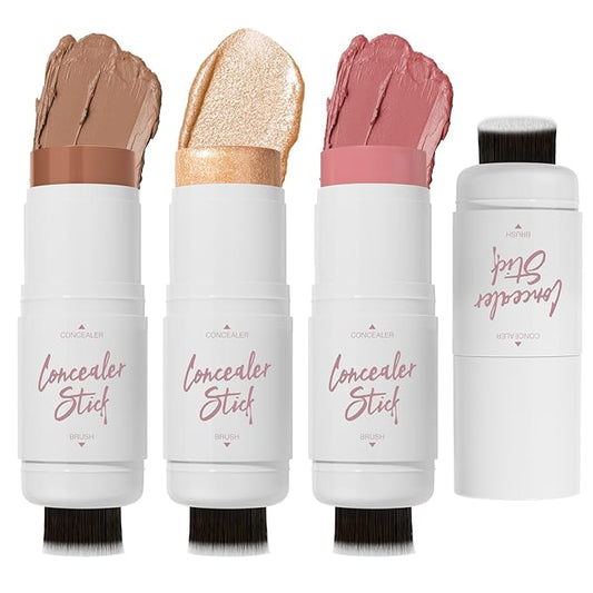 3 Pcs Cream Contour Stick Makeup Kit,Shades with Long-lasting Effect(#02,06,09)