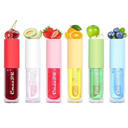 Plumping Lip Oil Set, Clear Lip Gloss for Lip Care, Fruit Flavour Hydrating Lip Glow Oil Toot Lip Oil, Nourishing, Non-sticky