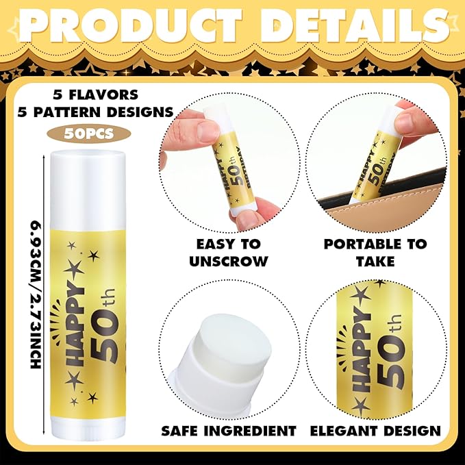 50 Sets Birthday Favors Lip Balm