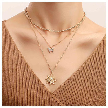 Bohemia Layered Sun Necklace Choker Crystal