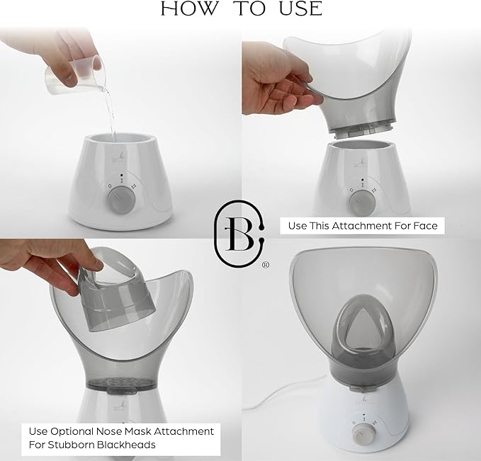 Bella Ciao Gentle Face Steamer for Facial Deep Cleaning, 11-PC | Facial Steamer for Proactive Acne Treatment Unclogs Pores & Treats Allergies | Facial Skin Care Products Includes Needles & Tweezers