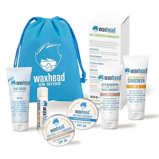 Waxhead Sampler Kit - Coral Reef Safe Sunscreen for Kids Sunscreen Travel Size Sunscreen TSA Approved Biodegradable Sunscreen, Environmental Friendly Sunscreen, Mineral Sunscreen Zinc Oxide