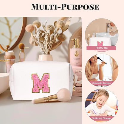 Preppy makeup bag, cute initial