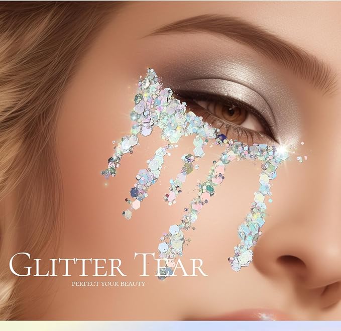 Teenitor Body Glitter, Silver Glitter, Body Glitter Gel, Makeup Glitter