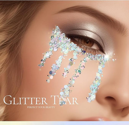 Teenitor Body Glitter, Silver Glitter, Body Glitter Gel, Makeup Glitter