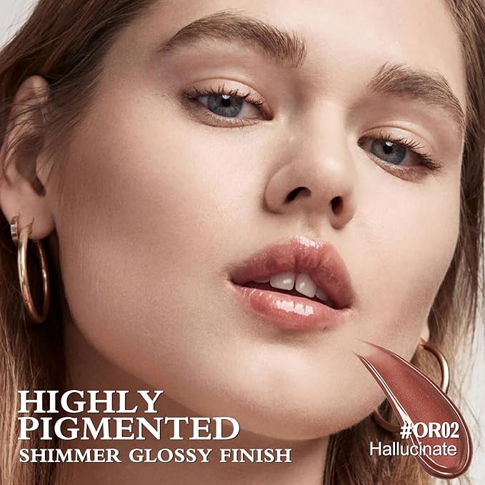 FOCALLURE Shimmer Lipstick,Moisturizing Plumping Lip Gloss,Shimmery Glossy Finish,Hydrating,Long Lasting,Non-Stick Cup Lip Makeup,High Shine for Plumper Looking Lips,Hallucinate