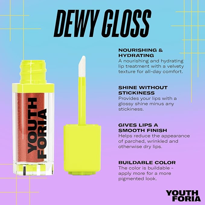 Youthforia Dewy Gloss, Hydrating & Nourishing Tinted Lip Gloss,