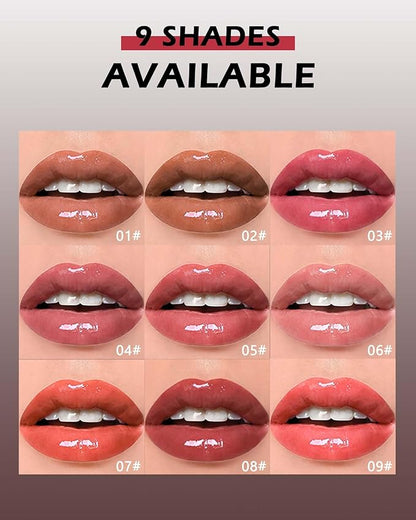 Moisturizing Lipstick Pen, Red Nude Pink Shimmer Glossy Plumping Lip Gloss,Hydrating Tinted Lip Balm,Long Lasting Waterproof Jelly Lip Gloss Plumper Lip Tint Stain,Christmas Makeup Gift for Women-04