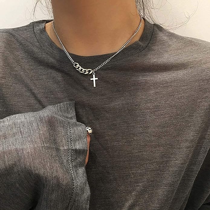 Vintage Cross Necklace Creative Chunky Cuban