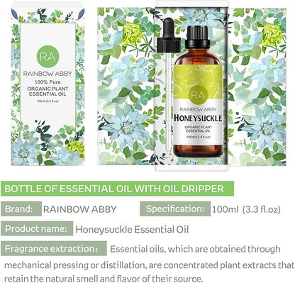 Honeysuckle Essential Oil (100ML), 100% Pure Natural Organic Aroma Honeysuckle Oil for Diffuser, Massage, Skin Care, Yoga