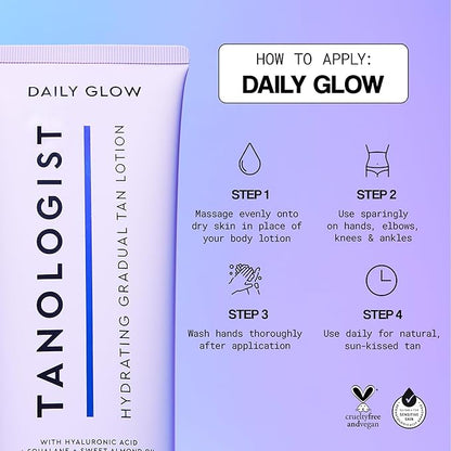 Tanologist Hydrating Gradual Tan Lotion - Medium/Dark - Hydrating Self Tanning Lotion with Hyaluronic Acid & Squalane - Sun Kissed, Natural Looking Self Tan - 8.45 fl oz