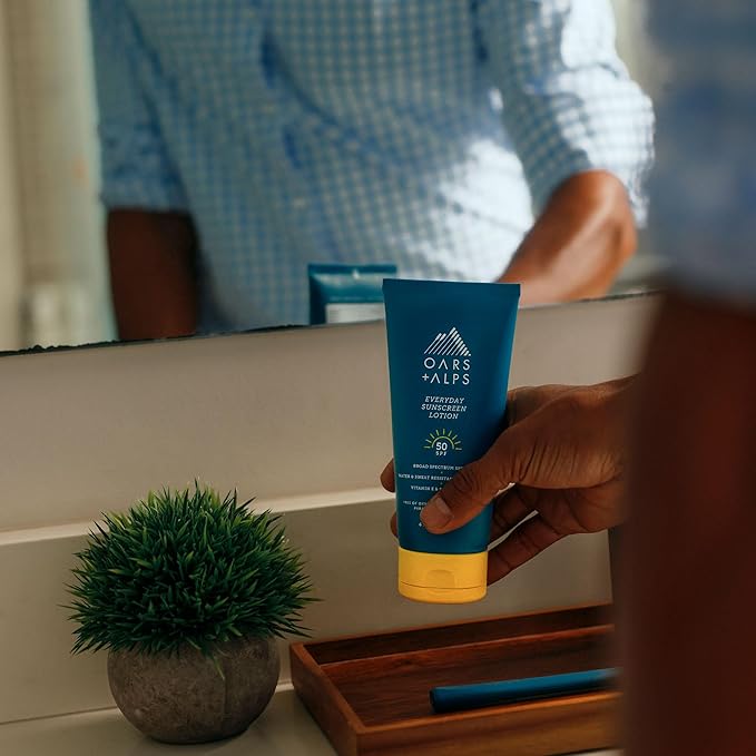 Oars + Alps Everyday SPF 50 Sunscreen Body Lotion, Naturally Derived Skin Care Infused with Aloe Leaf Juice and Vitamin E, 6 Fl Oz