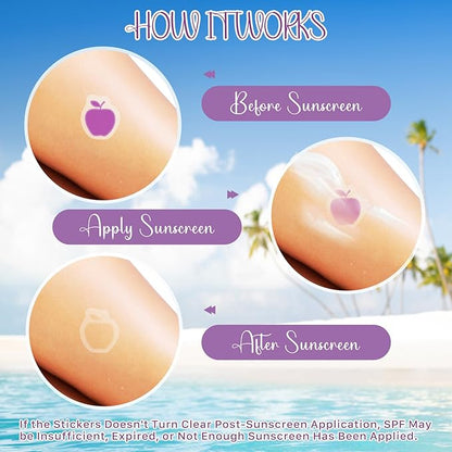 80 Pcs UV Stickers for Sunscreen, Sunscreen Stickers Reapply Reminder Know When to re-Apply Sunscreen, UV Detection Stickers Waterproof, Sunny UV Patches Reminder, SPF UV Spots for Kids