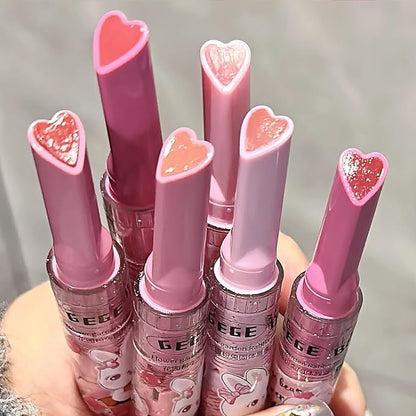 3 Colors Jelly Lipstick Gift Set, Tinted Heart Shape Lip Stain Lip Gloss, Mirror Hydrating Jelly Love Lipstick, Moisturizing Tinted Lip Balm, Vivid Color Glossy Lip Makeup for Girls (B)