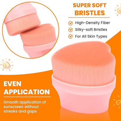 Sunscreen Applicator for Kids, Travel Size and Portable Sunblock Buddy Brush Set, Buddies Sunscreen Applicator with Cleaning Mat, Buddy Brush Set Sun Lotion Applicator Sun Cream Brush Pink (2 Pack)